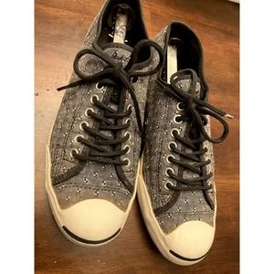 converse jack purcell grey sneakers women's 9.5 twill low tops